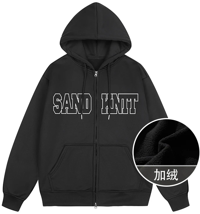 sand-knit-oversized-drawstring-zip-hoodie-with-logo-print-unisex-design-yx-233382
