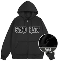 SandKnit Oversized Drawstring Zip Hoodie with Logo Print - Unisex Design YX-233382 SandKnit Oversized Drawstring Zip Hoodie with Logo Print - Unisex Design YX-233382