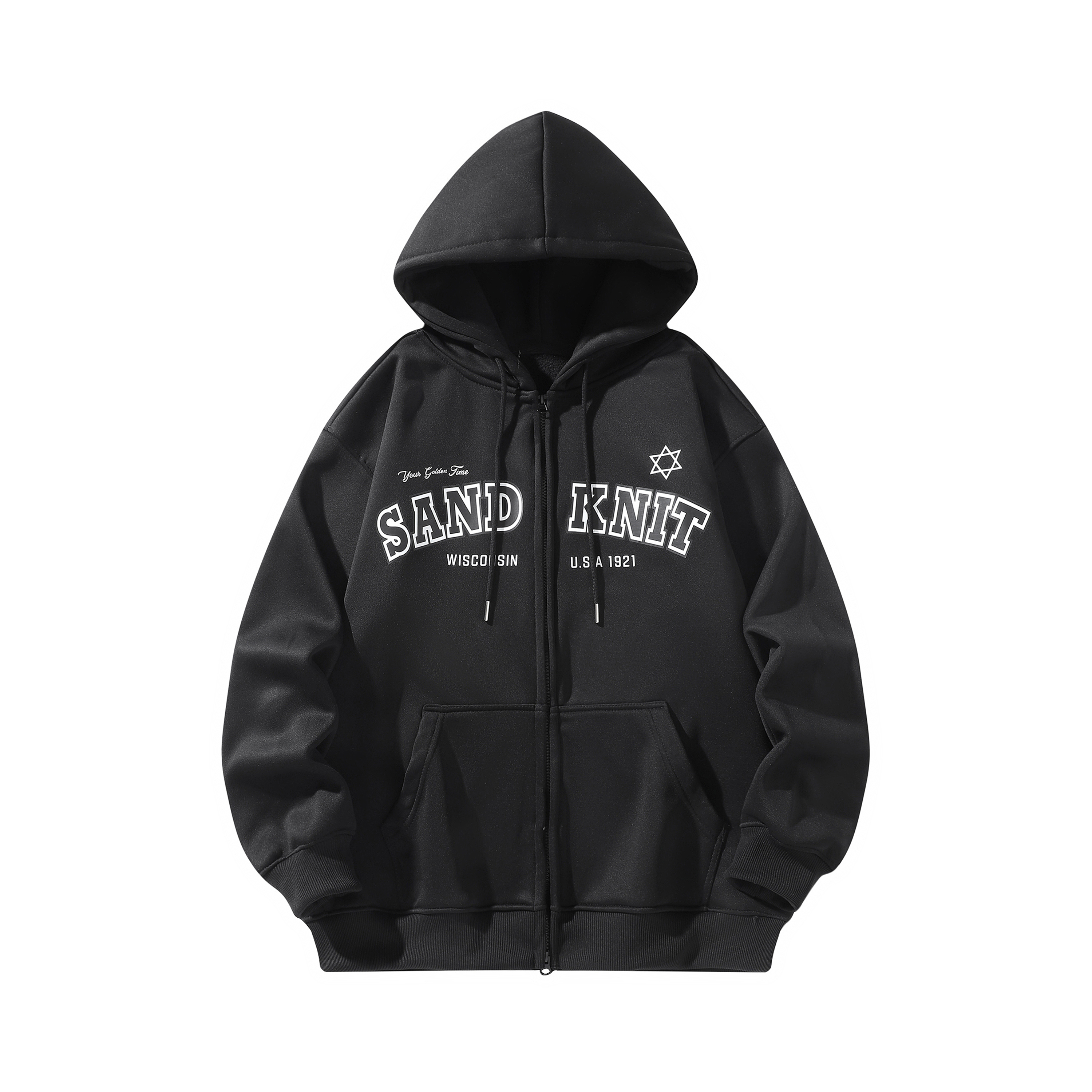 SandKnit Oversized Hexagon Logo Letter Print Hoodie - Unisex Casual Streetwear YX-1820-YH716
