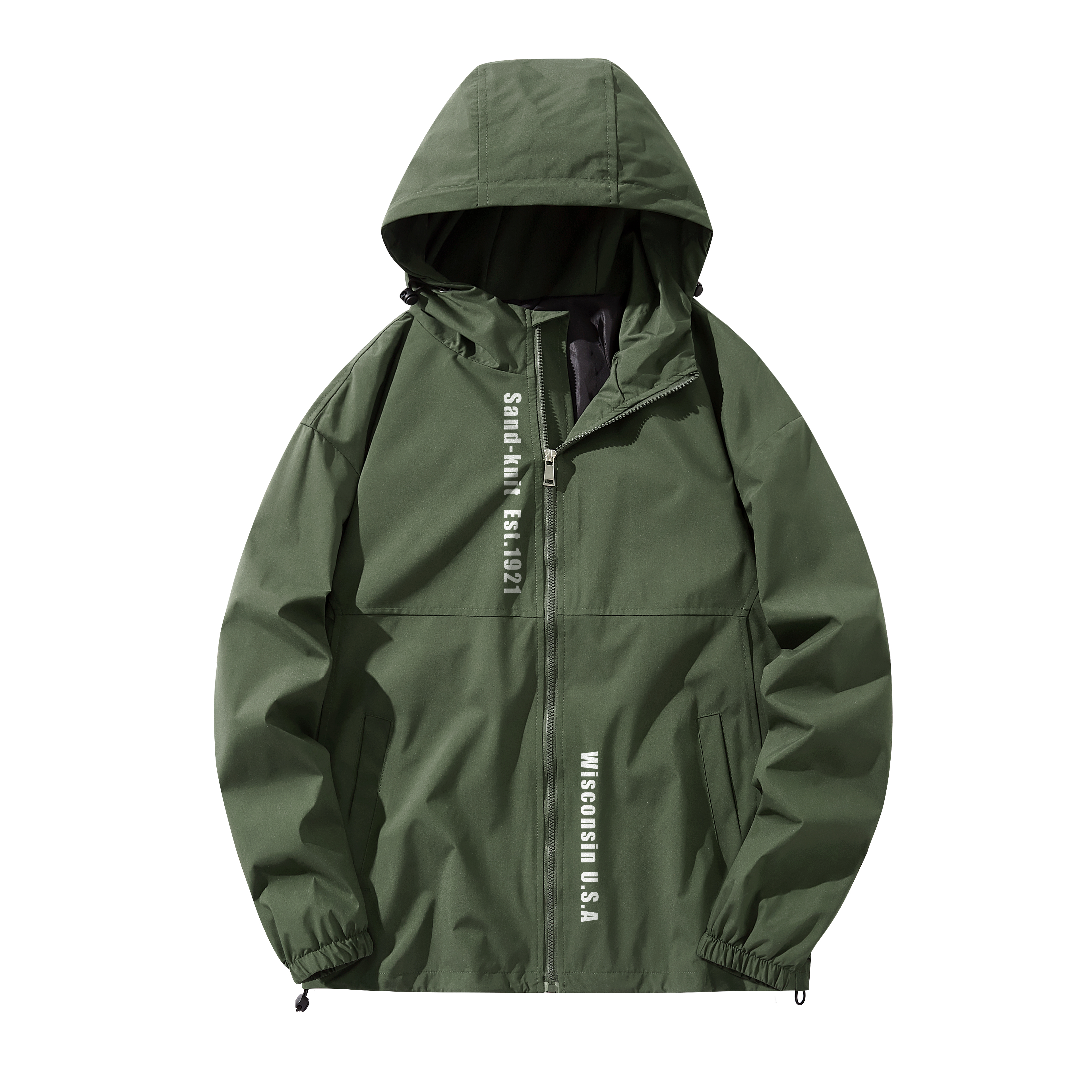 SandKnit Oversized Letter Print Hoodie Jacket Unisex Casual Long Sleeve YX-233384