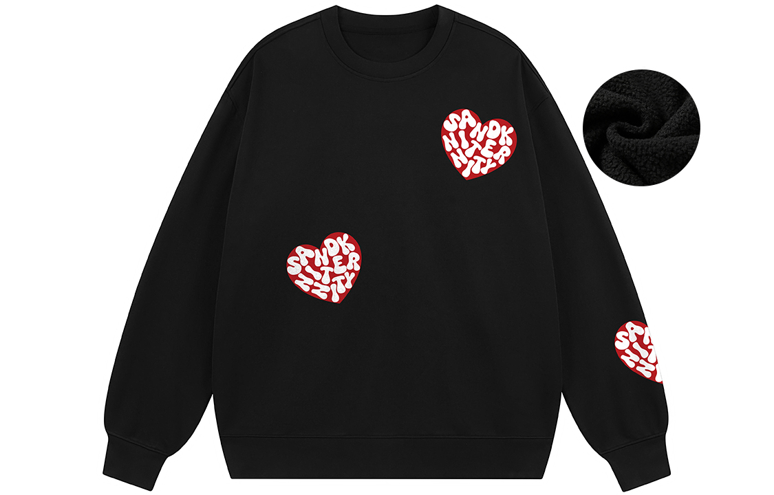 SandKnit Oversized Love Logo Crewneck Fleece Sweatshirt Unisex Casual Wear WW034326
