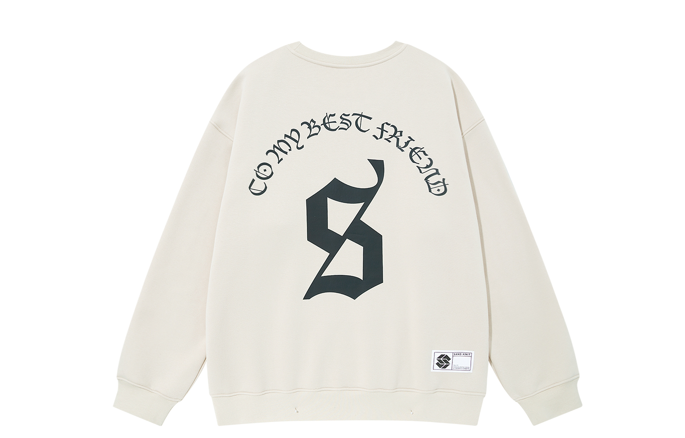 SandKnit Oversized Retro Letter Print Crewneck Sweatshirt - Unisex Casual Style SD-TH223204