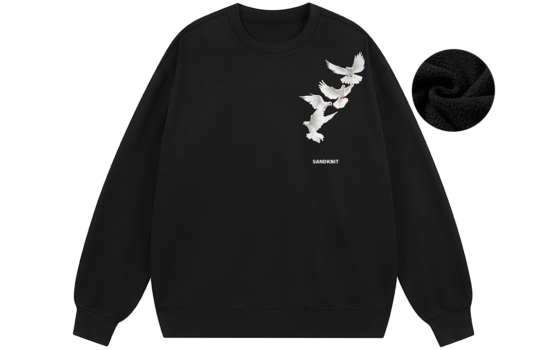 SandKnit Peace Dove Logo Print Oversized Fleece Crewneck Sweatshirt Unisex WW034324