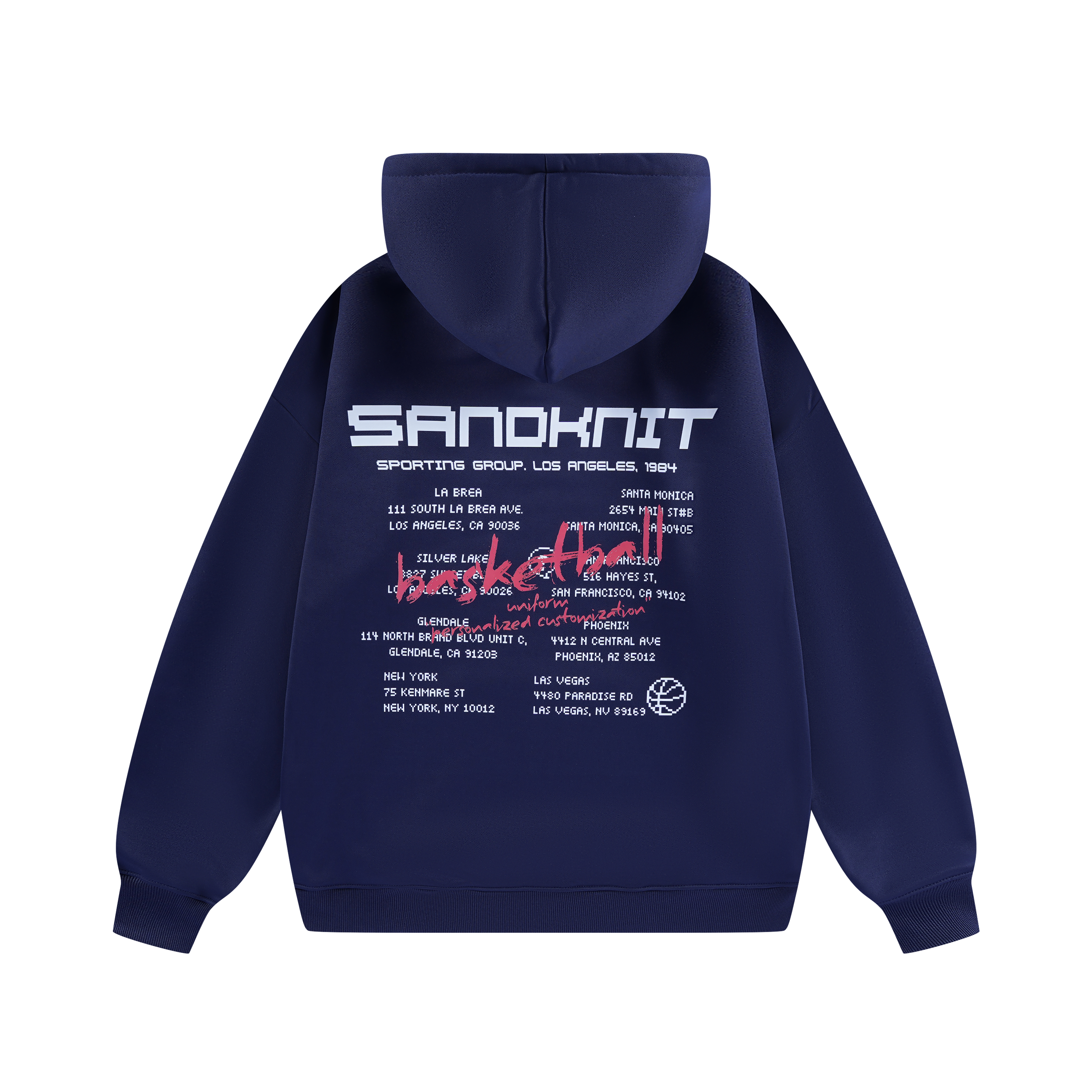 SandKnit Pixel Style Basketball Logo Print Oversized Hoodie Unisex Casual Pullover YX-1819-YH755