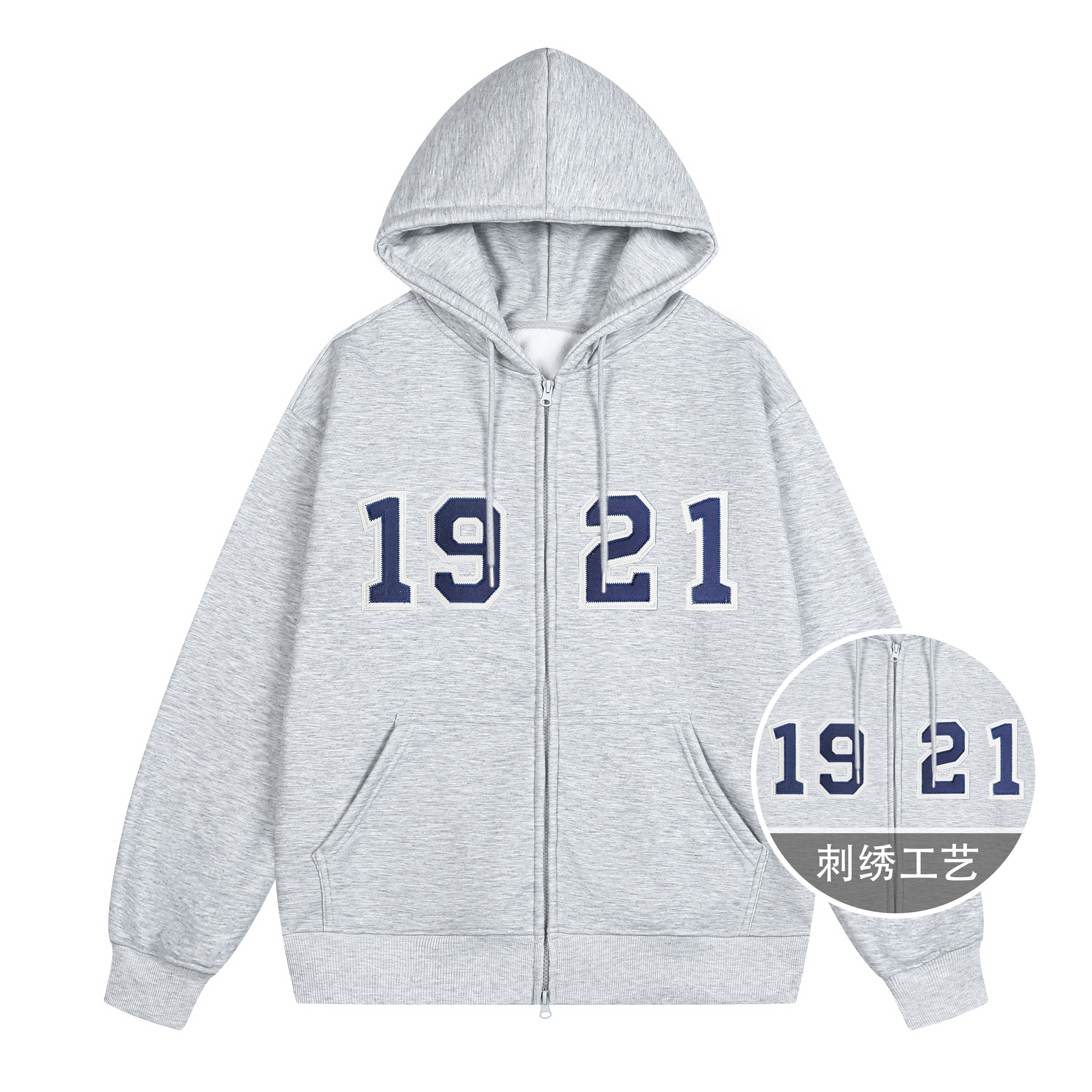 SandKnit Retro 3D Print Loose Fit Fleece Zip Hoodie - Unisex. YX-233388