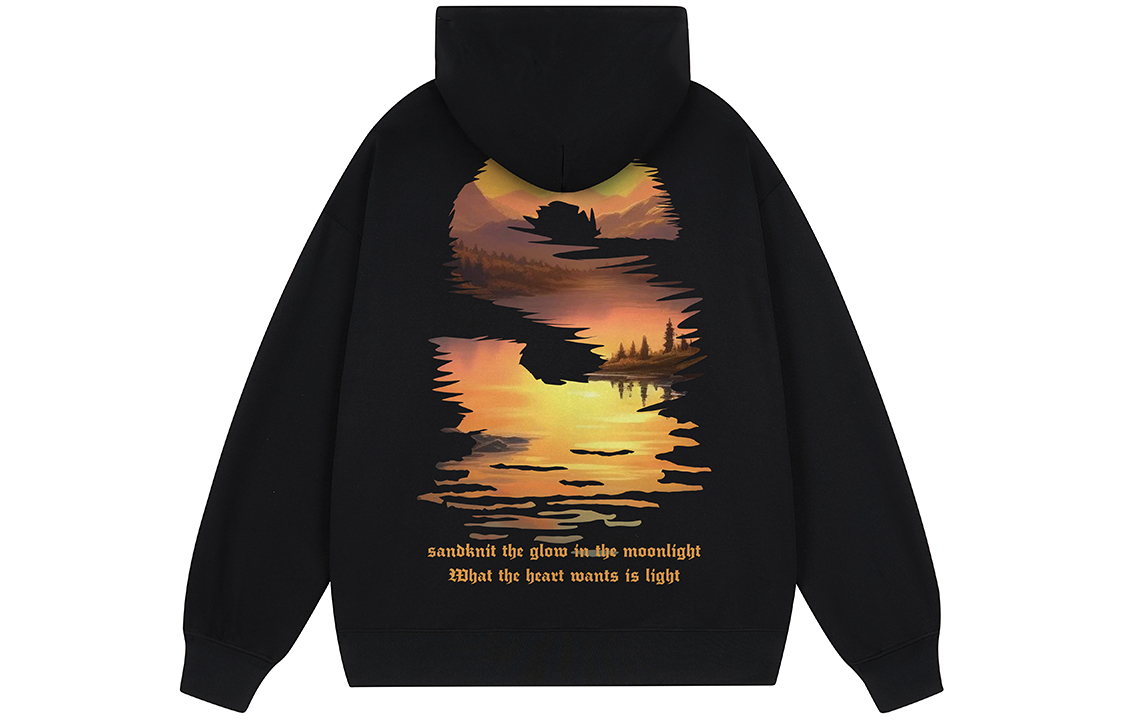 SandKnit Retro Gothic Logo Sunset Oversized Hoodie Unisex Casual Streetwear. WW034260