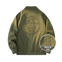 SandKnit Retro Logo Embossed Suede Baseball Jacket Unisex YX-JB233340 SandKnit Retro Logo Embossed Suede Baseball Jacket Unisex YX-JB233340
