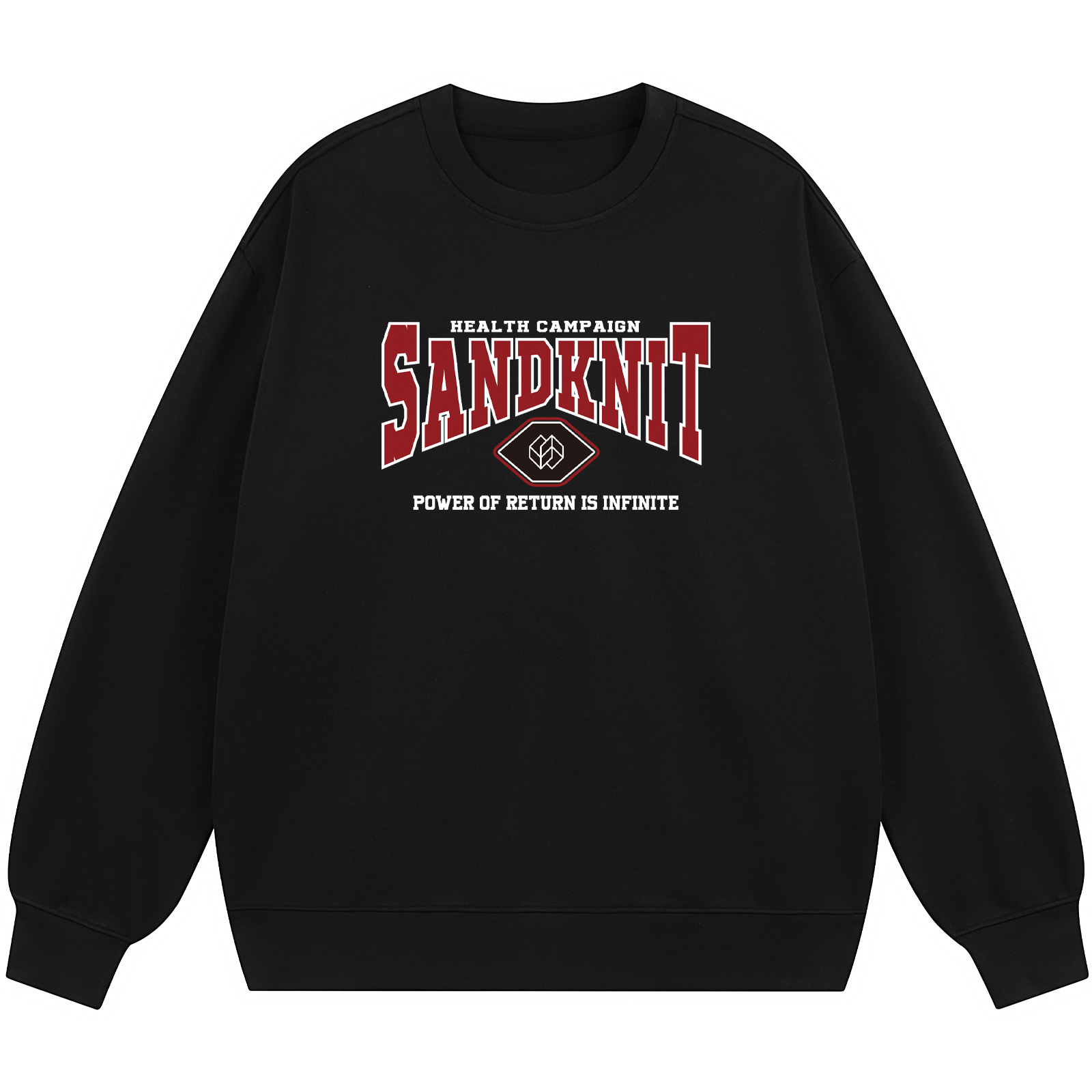 SandKnit Retro Logo Oversized Casual Crewneck Sweatshirt Unisex Long Sleeve WW034196
