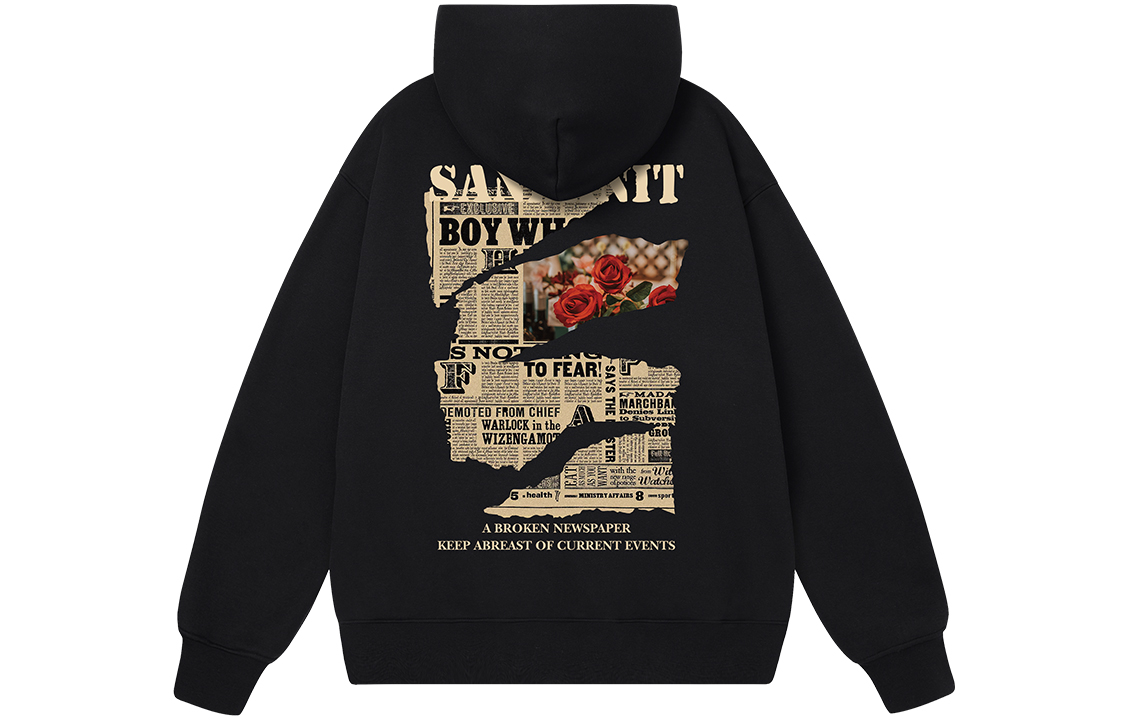 SandKnit Retro Rose 5.0 Oversized Hoodie with Newspaper Logo Print Unisex Gift Box. WW034213