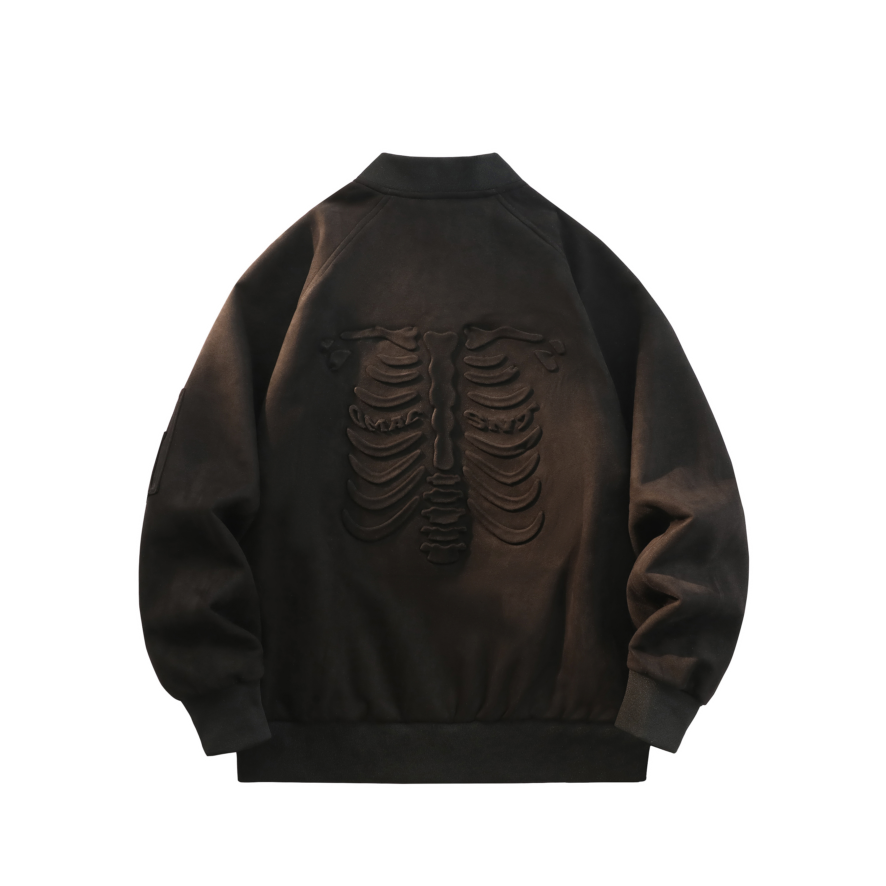 SandKnit Retro Suede Skull Letter Logo Baseball Jacket Unisex Casual Style SO-825YH572