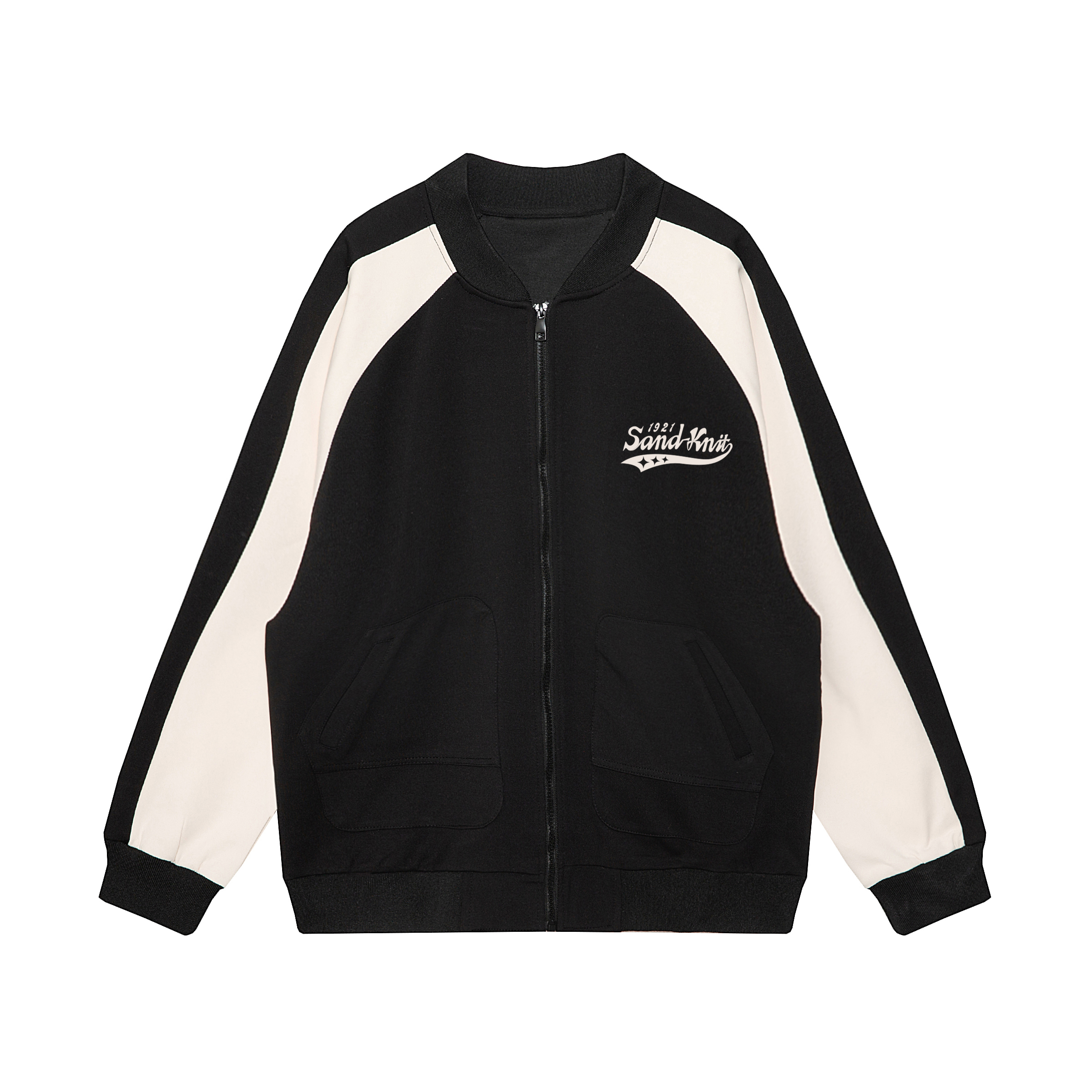 SandKnit Unisex Casual Loose Fit Colorblock Baseball Jacket YX-233455