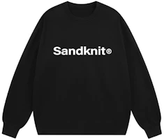 SandKnit Unisex Oversized Crewneck Sweatshirt with Letter Logo Print WW034275 SandKnit Unisex Oversized Crewneck Sweatshirt with Letter Logo Print WW034275