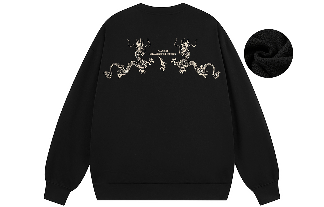 SandKnit Unisex Retro Dragon Logo Printed Oversized Crewneck Sweatshirt WW034330