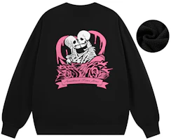 SandKnit Unisex Rose Heart Skull Logo Print Loose Fit Fleece Crewneck Sweatshirt WW034333 SandKnit Unisex Rose Heart Skull Logo Print Loose Fit Fleece Crewneck Sweatshirt WW034333