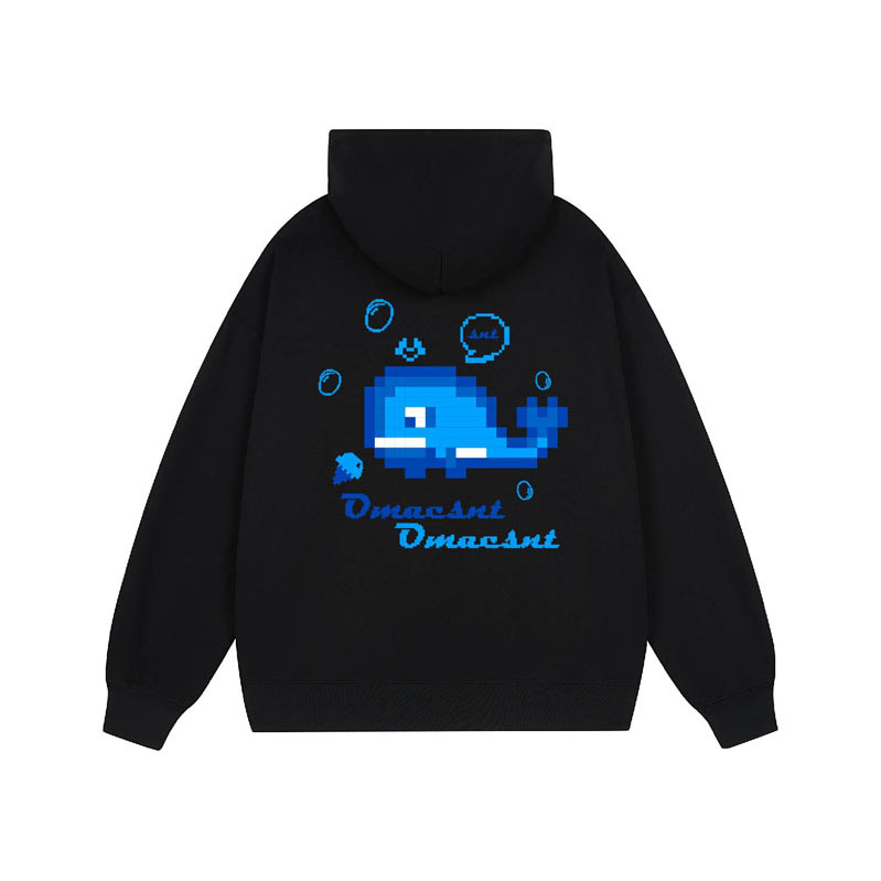 SandKnit Whale Bubble Graphic Oversized Hoodie Unisex Long Sleeve Casual Wear YX-233376