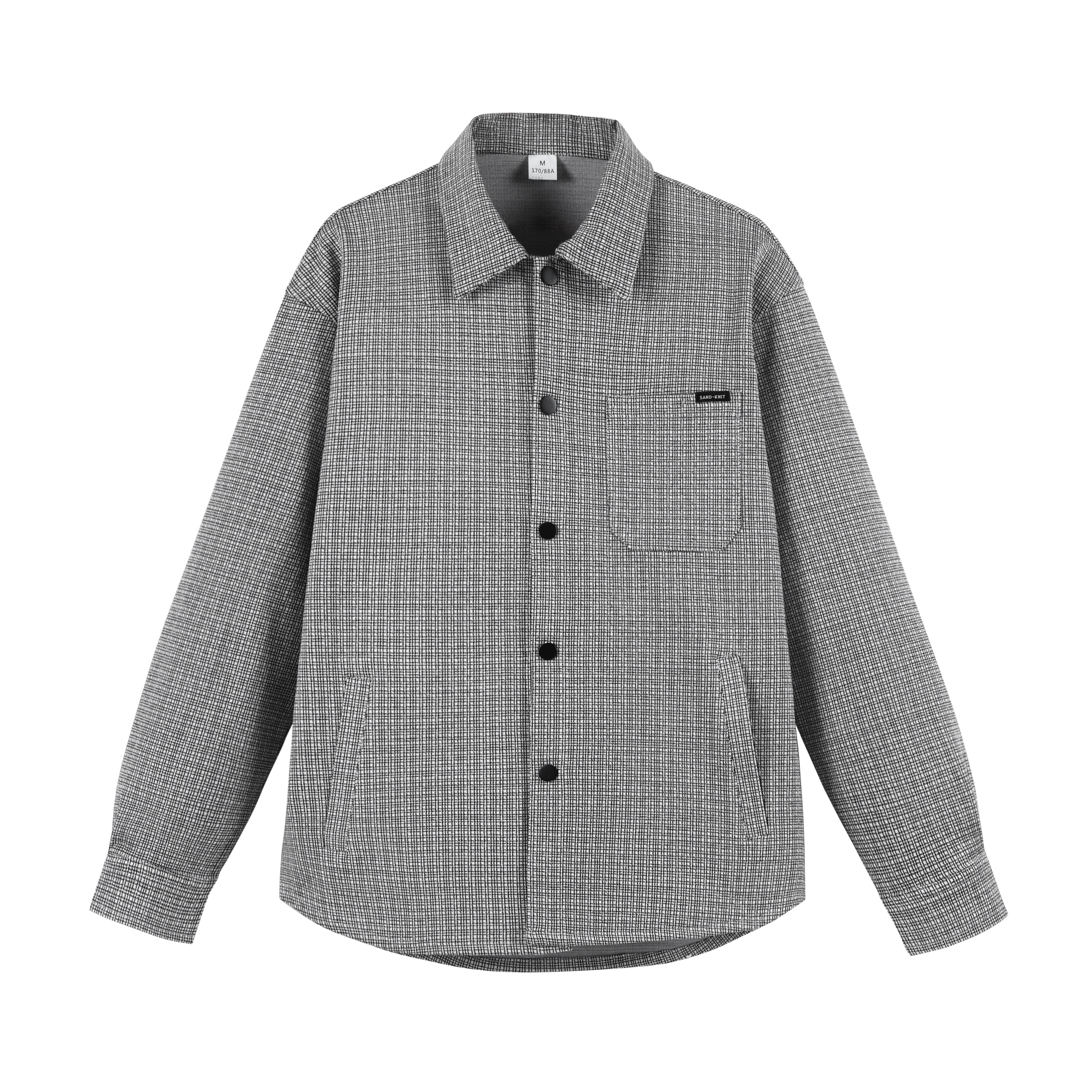 SandKnit Woven Plaid Casual Long Sleeve Collared Jacket Unisex YX-JB233313
