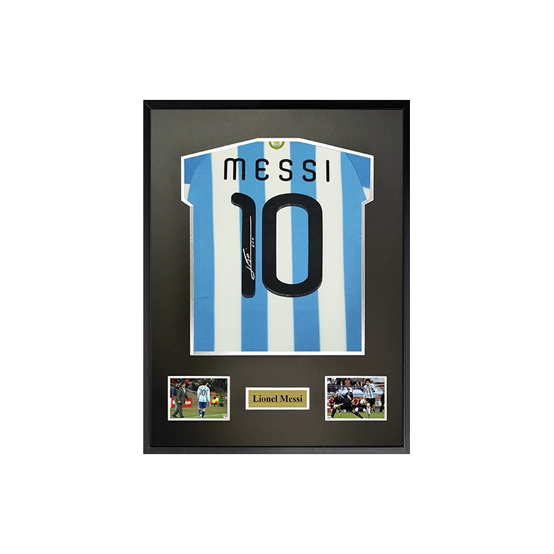 Sanwei 2010 World Cup Argentina Messi Signed Jersey Framed w/ SA Certificate Soccer Fan. 6822692