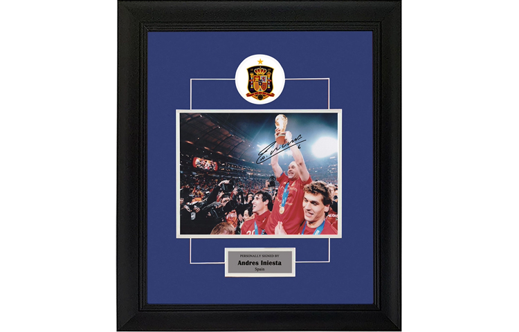 Sanwei Andres Iniesta Autographed Spain 2010 World Cup Framed Photo with SA Certificate SW24Q2015