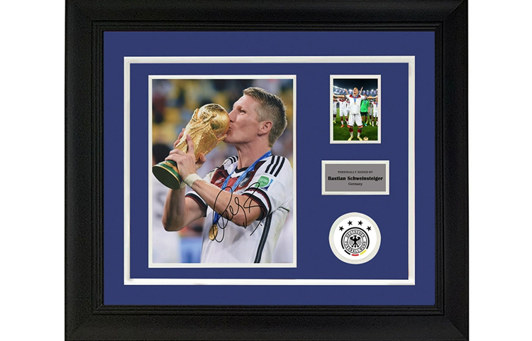 Sanwei Bastian Schweinsteiger Autographed Germany 2014 World Cup Photo with SA Cert. SW24Q2616