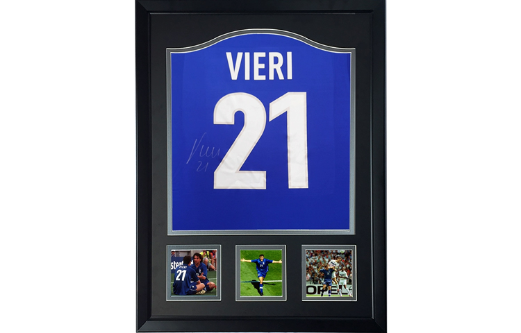 Buy Sanwei Christian Vieri 1998 Italy World Cup Signed Jersey Framed with Certificate SW24Q2078
