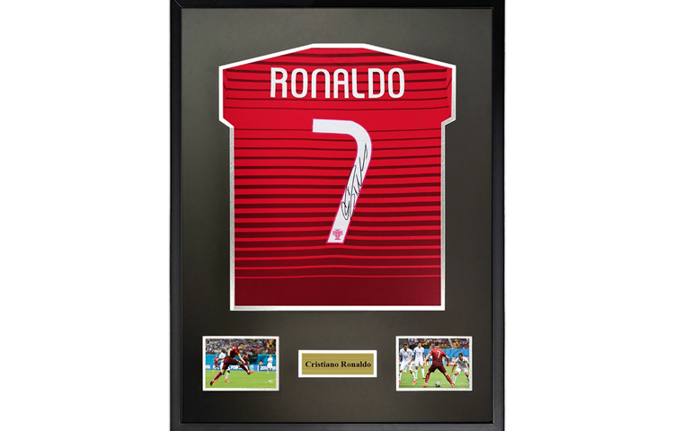 Sanwei Cristiano Ronaldo Signed Portugal 2014 World Cup Jersey with SA Certificate Framed SW24Q1296