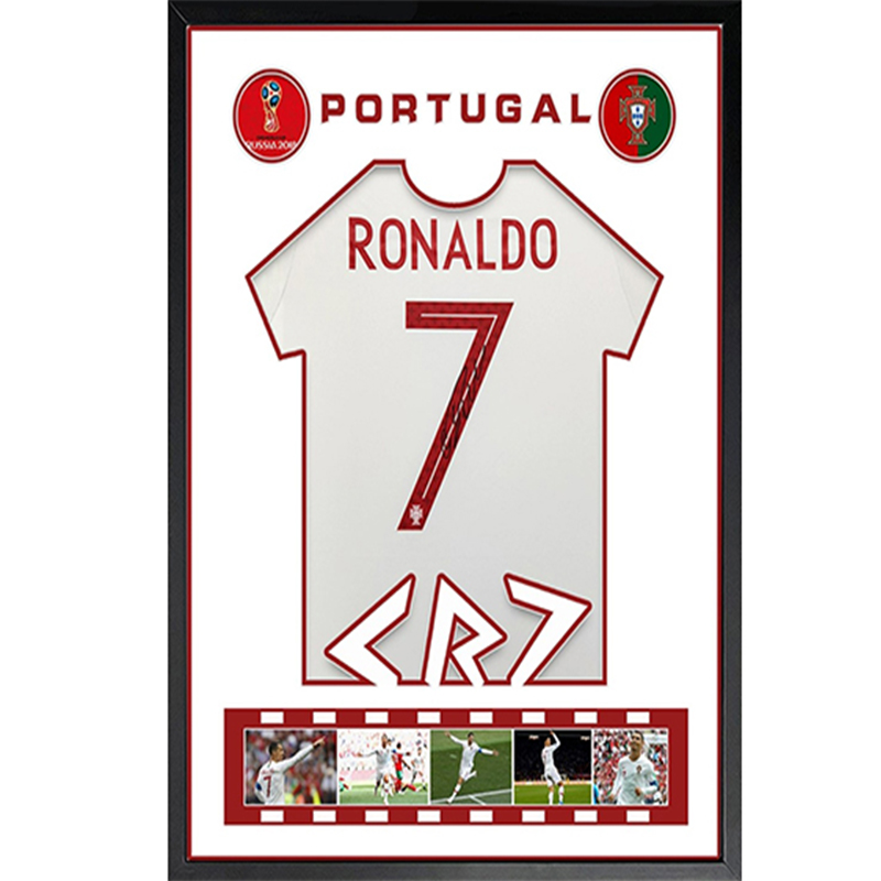Sanwei Cristiano Ronaldo Signed Portugal 2018 Away Jersey Framed with SA Certificate. SW22Q1013