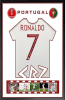 Sanwei Cristiano Ronaldo Signed Portugal 2018 Away Jersey Framed with SA Certificate. SW22Q1013 Sanwei Cristiano Ronaldo Signed Portugal 2018 Away Jersey Framed with SA Certificate. SW22Q1013