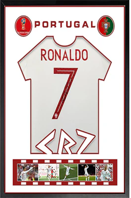 Sanwei Cristiano Ronaldo Signed Portugal 2018 Away Jersey Framed with SA Certificate. SW22Q1013 Buy Sanwei Cristiano Ronaldo Signed Portugal 2018 Away Jersey Framed with SA Certificate. SW22Q1013