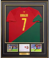 Sanwei Cristiano Ronaldo Signed Portugal World Cup Jersey Last WC EM Certified Framed. SW24Q1328 Sanwei Cristiano Ronaldo Signed Portugal World Cup Jersey Last WC EM Certified Framed. SW24Q1328
