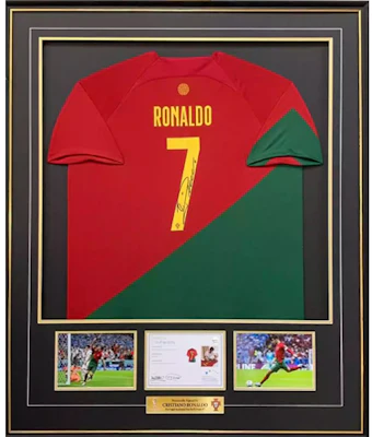 Sanwei Cristiano Ronaldo Signed Portugal World Cup Jersey Last WC EM Certified Framed. SW24Q1328 Buy Sanwei Cristiano Ronaldo Signed Portugal World Cup Jersey Last WC EM Certified Framed. SW24Q1328
