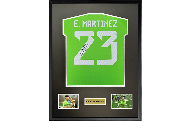 Sanwei Emiliano Martinez Signed Argentina 2022 World Cup Jersey Framed with SA Certificate SW24Q2201