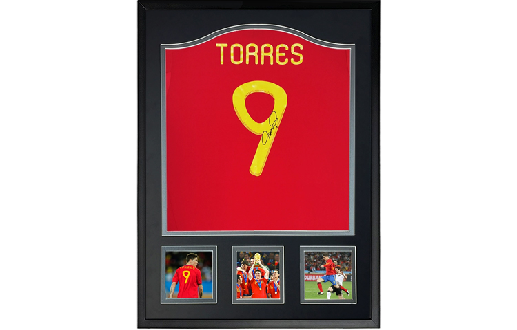 Sanwei Fernando Torres Signed Spain Jersey 2010 World Cup Framed with SA Certificate SW24Q2123