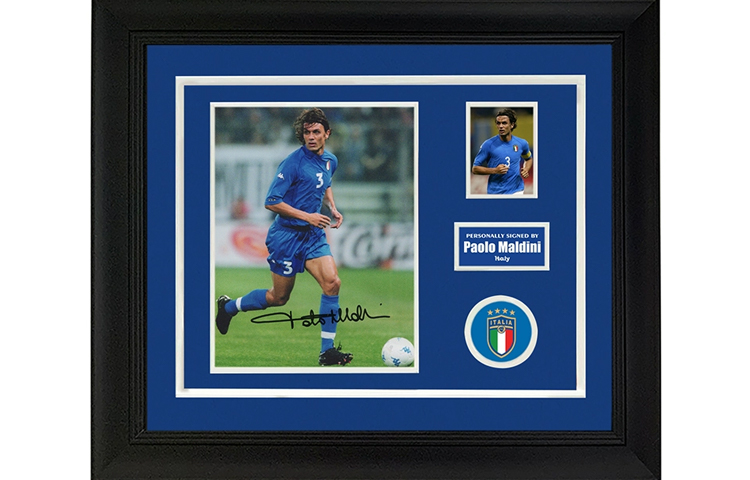Sanwei Framed Italy 2002 World Cup Paolo Maldini Signed Photo with SA Certificate. SW24Q2631