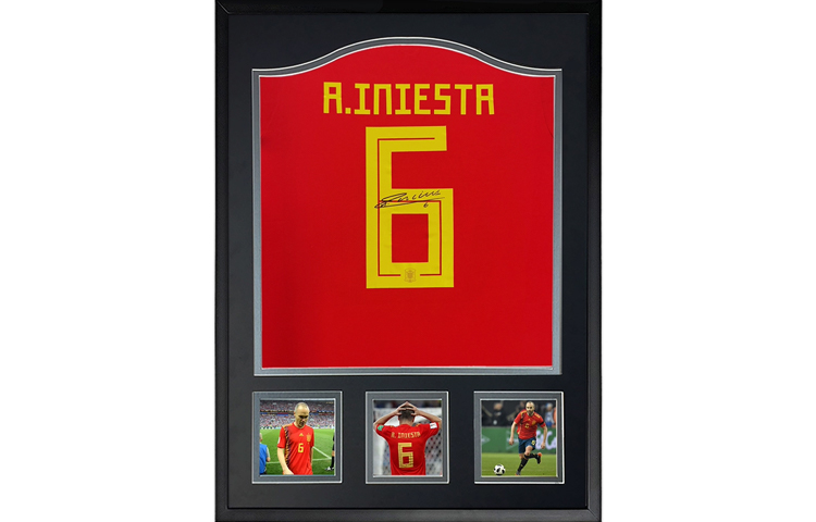 Sanwei Iniesta Signed Spain Jersey 2018 World Cup Framed with SA Certificate SW24Q2014