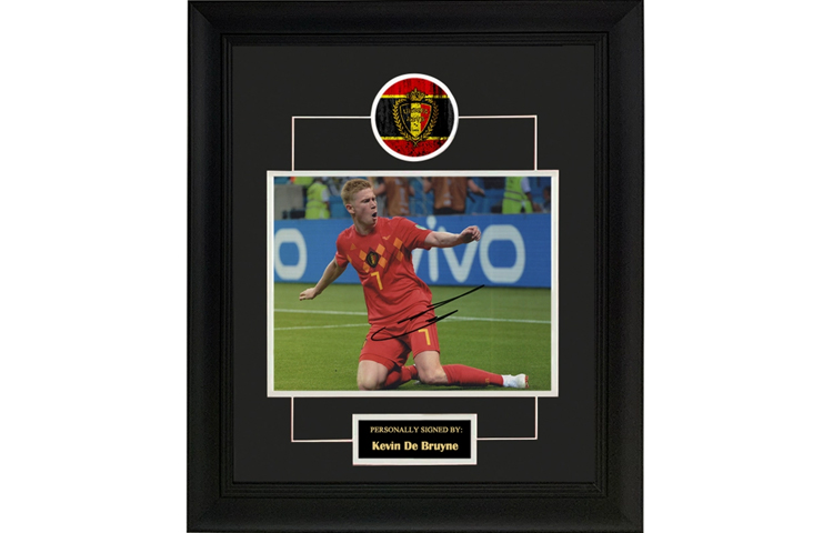 Sanwei Kevin De Bruyne Belgium Autographed Framed Photo with SA Certificate - World Cup SW24Q2512