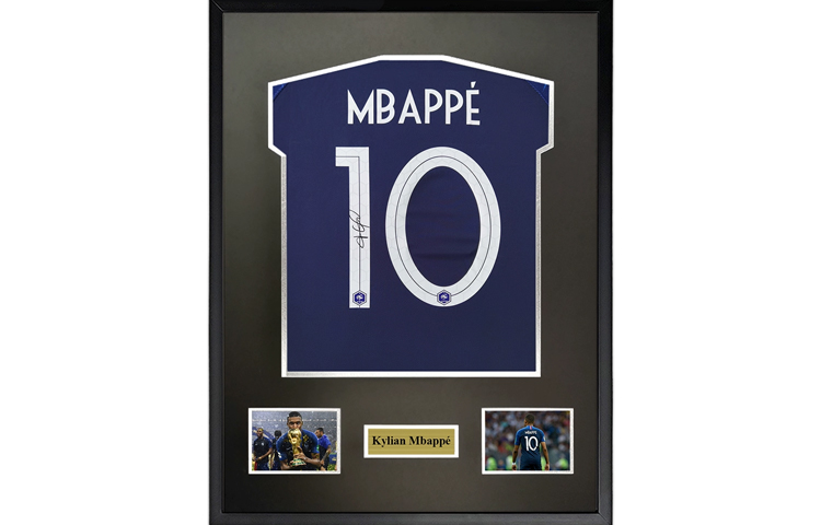 Sanwei Kylian Mbappé Signed 2018 World Cup France Jersey Framed with COA. SW24Q1553