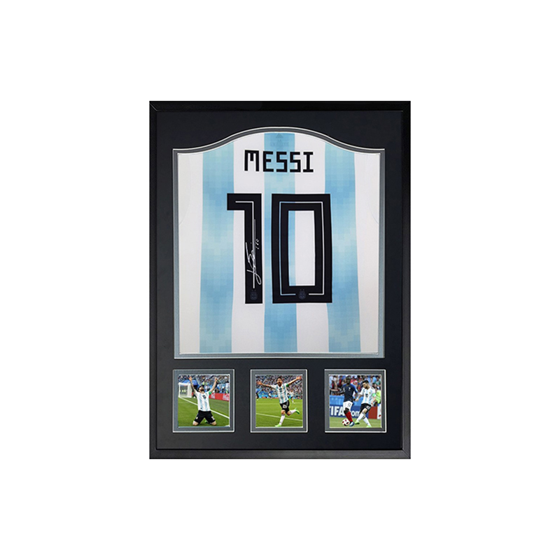 Sanwei Lionel Messi Signed 2018 Argentina World Cup Jersey Framed with SA Certificate. 6963620