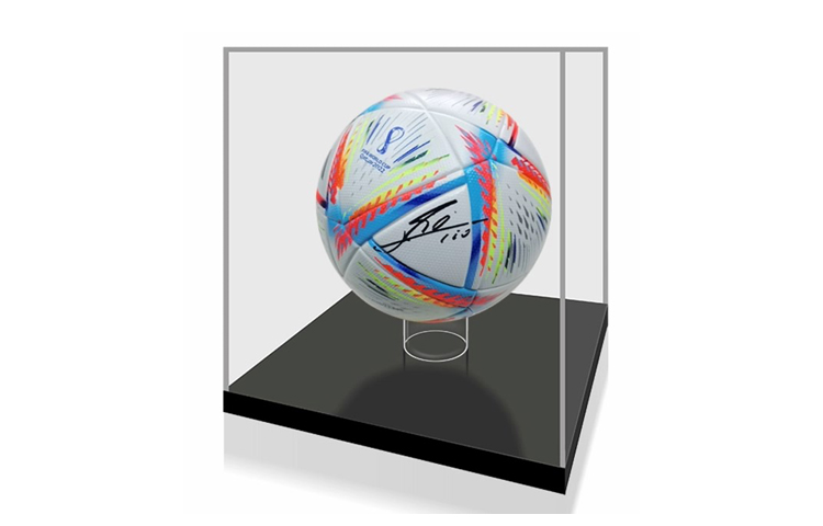 Sanwei Lionel Messi Signed 2022 World Cup Argentina Soccer Ball w/ Display Case & COA SW23Q4138