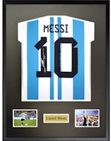 Sanwei Lionel Messi Signed Jersey 2022 World Cup Argentina Champions Framed SA COA SW24Q1083 Sanwei Lionel Messi Signed Jersey 2022 World Cup Argentina Champions Framed SA COA SW24Q1083