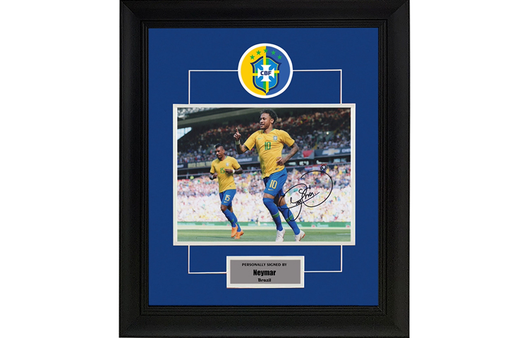 Sanwei Neymar Signed Brazil 2018 World Cup Photo - Framed with SA Certificate SW24Q2705