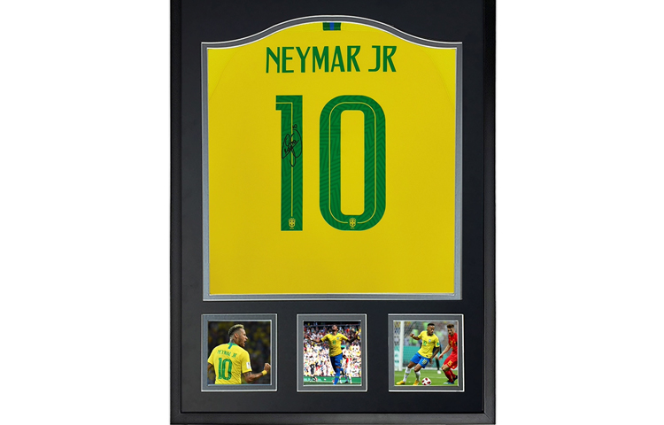 Sanwei Neymar Signed Brazil Jersey 2018 World Cup Framed with SA Certificate SW24Q1564