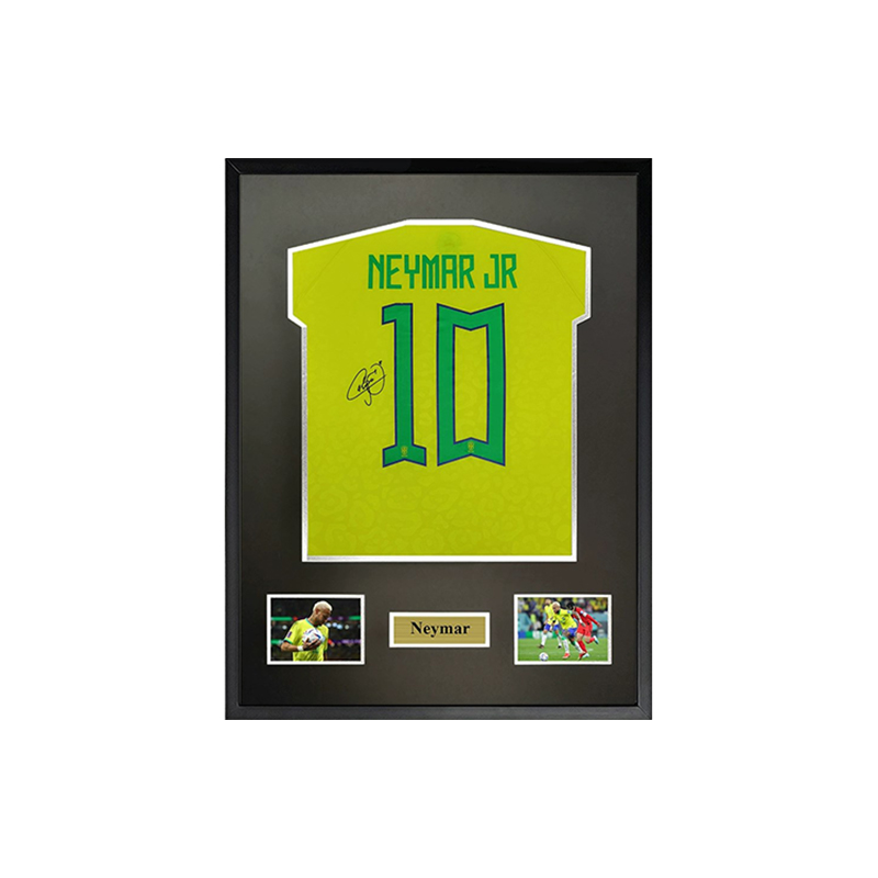 Sanwei Neymar Signed Brazil Jersey 2022 World Cup Framed w/ SA Cert - Soccer Fan Gear 6824552