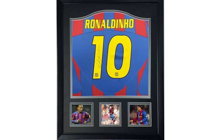 Sanwei Ronaldinho Signed Brazil 2006 World Cup Jersey Framed with SA Certificate SW24Q2030