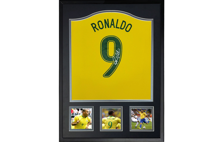 Sanwei Ronaldo Signed Brazil Jersey 2006 World Cup Framed with SA Certificate SW24Q2538