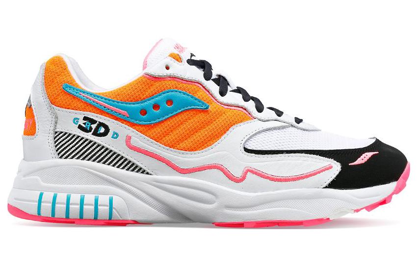 Order 聖康尼 3D 網格 強風 防滑耐磨 低幫 跑步鞋 男款 白橙黑