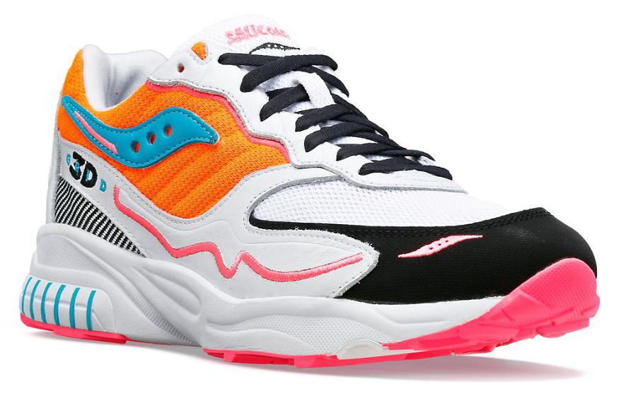 Lookbook 聖康尼 3D 網格 強風 防滑耐磨 低幫 跑步鞋 男款 白橙黑