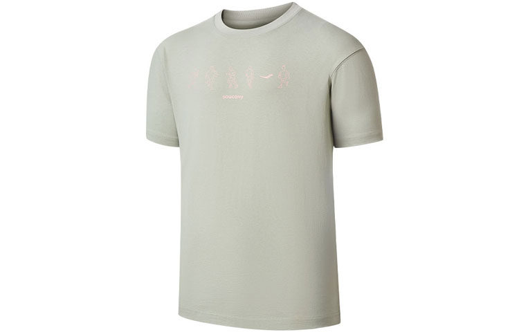 Saucony  Cartoon Print Oversized Crewneck T-Shirt Berry Green Casual Wear SC2239042-3