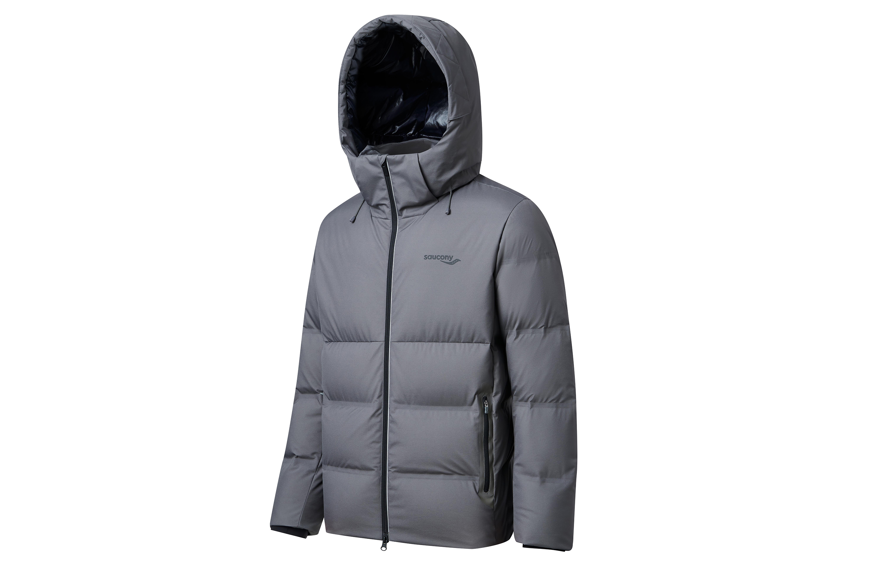 Saucony  Insulated Hooded Down Jacket Cold Iron Gray - Outdoor & Windproof. SC2230048B-GR06