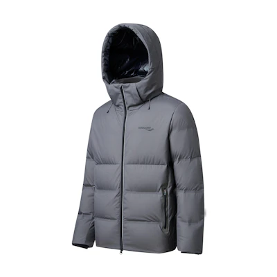 Saucony Insulated Hooded Down Jacket Cold Iron Gray - Outdoor & Windproof. SC2230048B-GR06