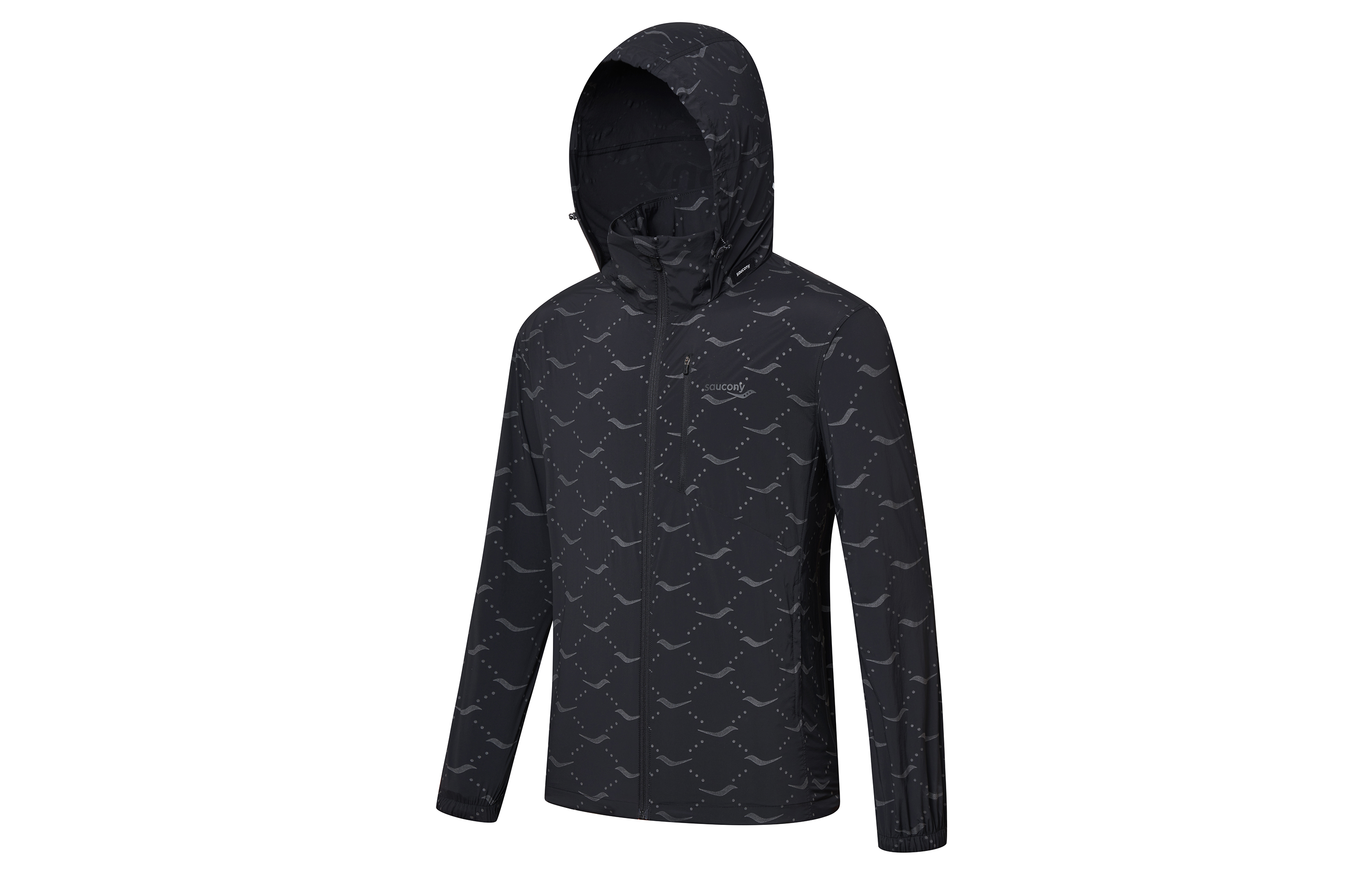 Saucony Black Full-Print Letter Zip-Up Hoodie Jacket SC2230153A-PR05